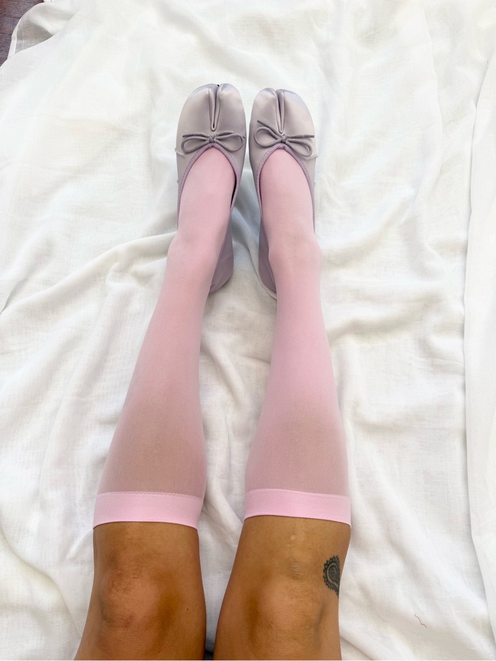 ✿ baby pink sheer knee high socks • balletcore coquette fairy